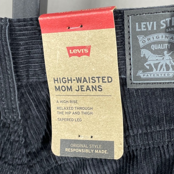NEW Levis Pants Womens 27 black corduroy mom jeans straight leg casual classic - Picture 5 of 13